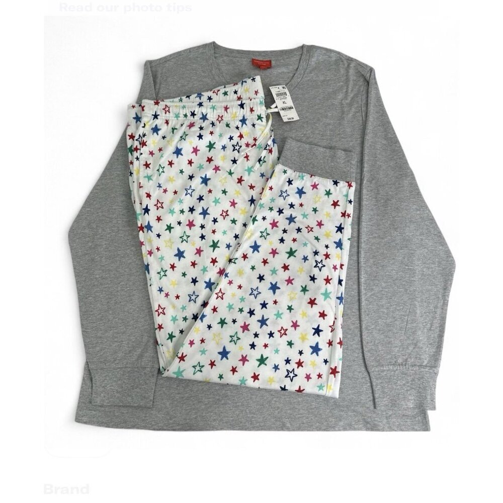 Holiday Lane Men’s Cotton Pajama Set XL – Star Print Joggers & Long Sleeve Top - Picture 3 of 6
